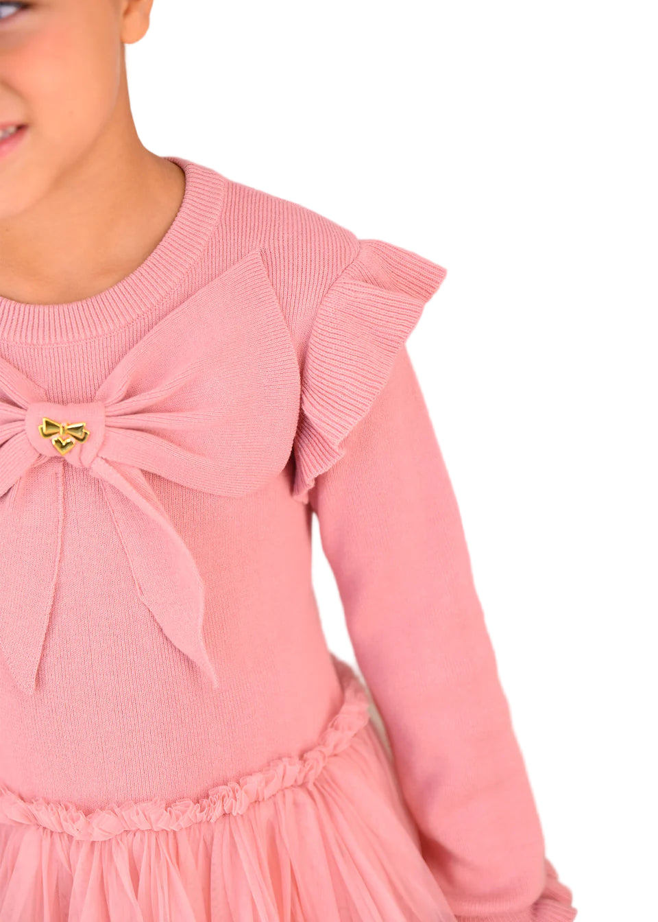 Bliss Knitted and Tulle Dress Tea Rose