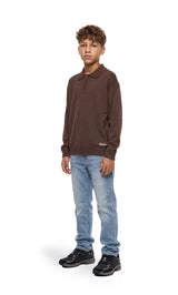 Malelions Junior Knitted Script Polo | Brown