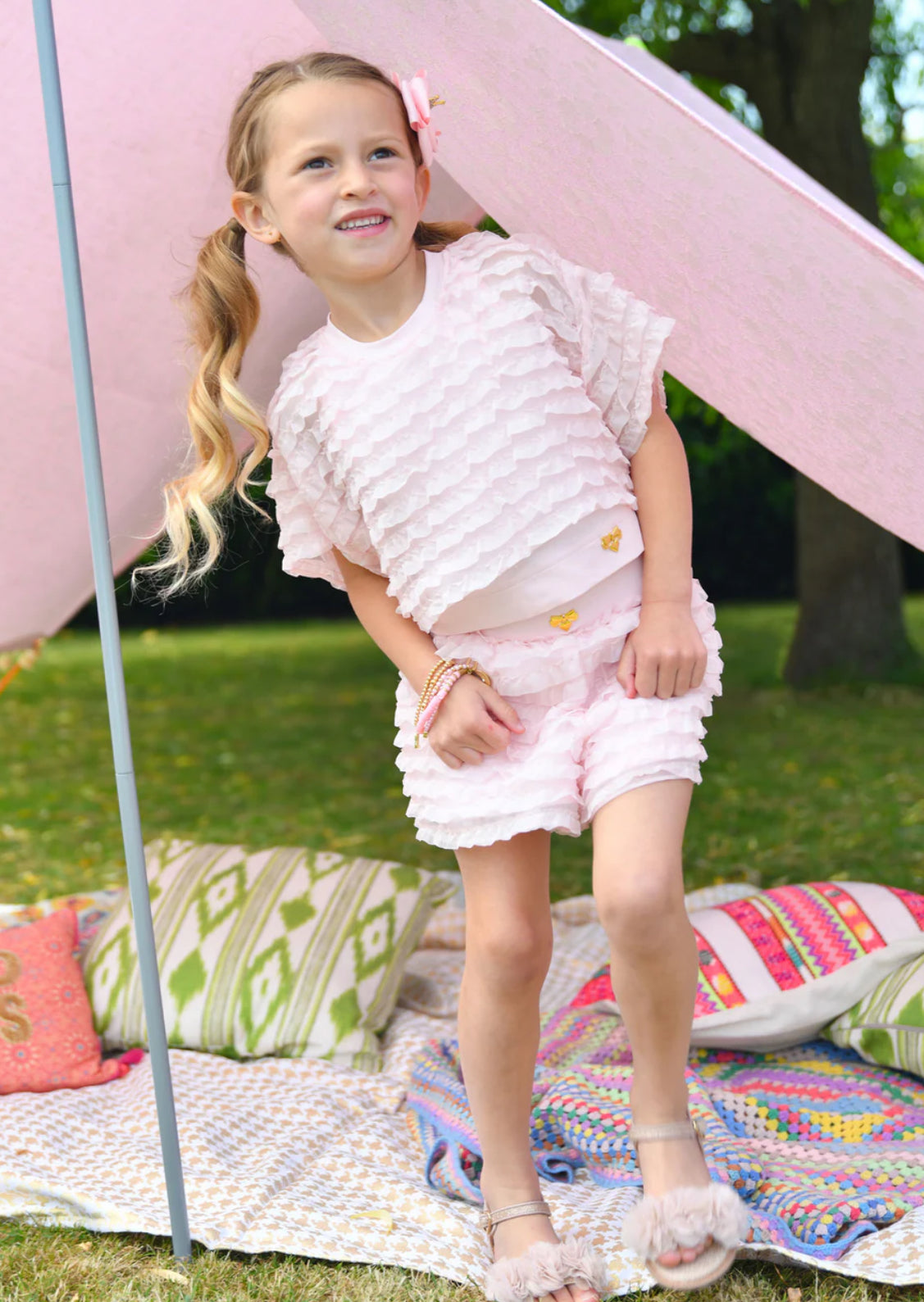 Angel’s face Natalia Frilly Tee And Short Set Pale Pink