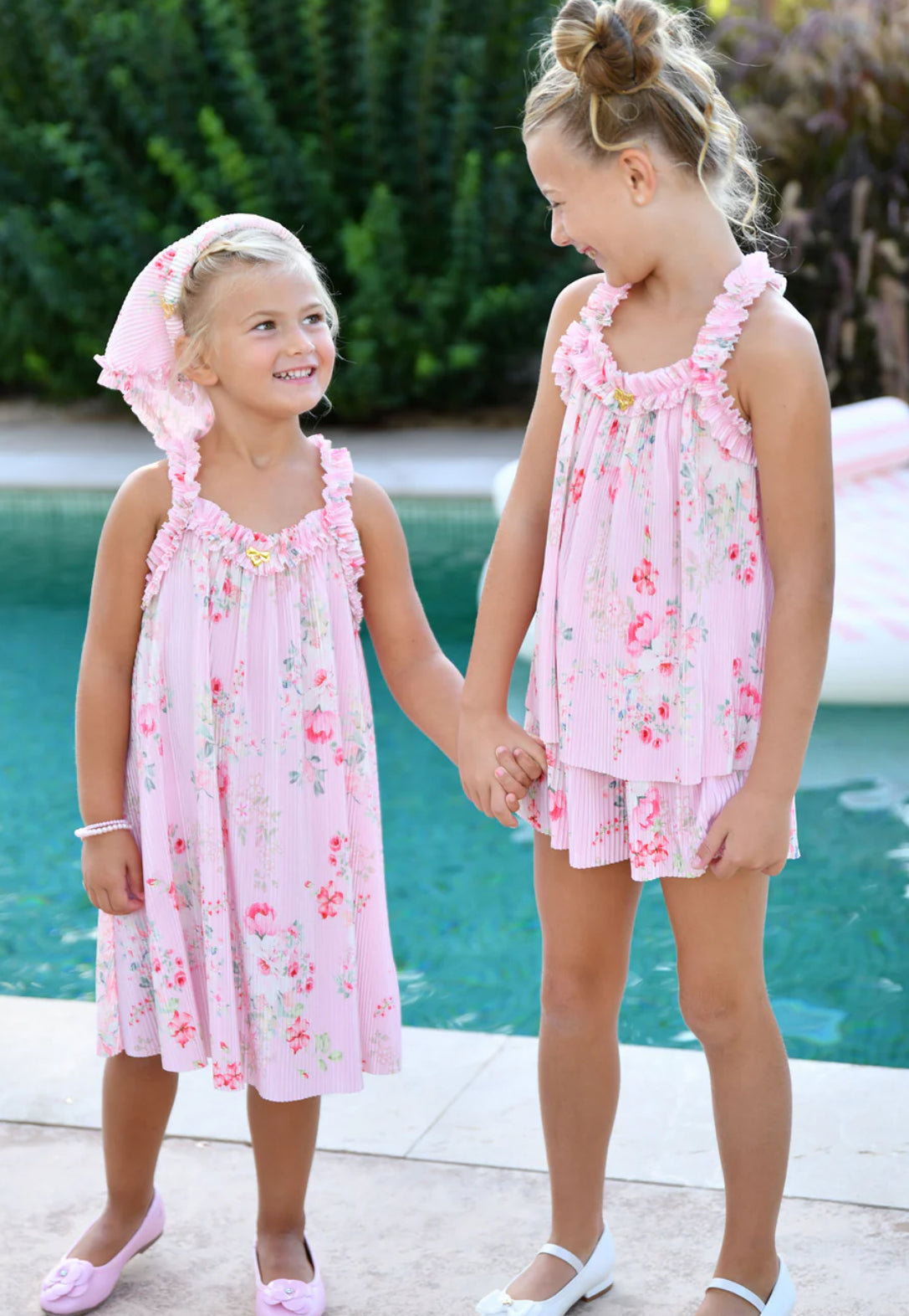 Angel’s face Fortuna Posy Print Pleated Top Pale Pink