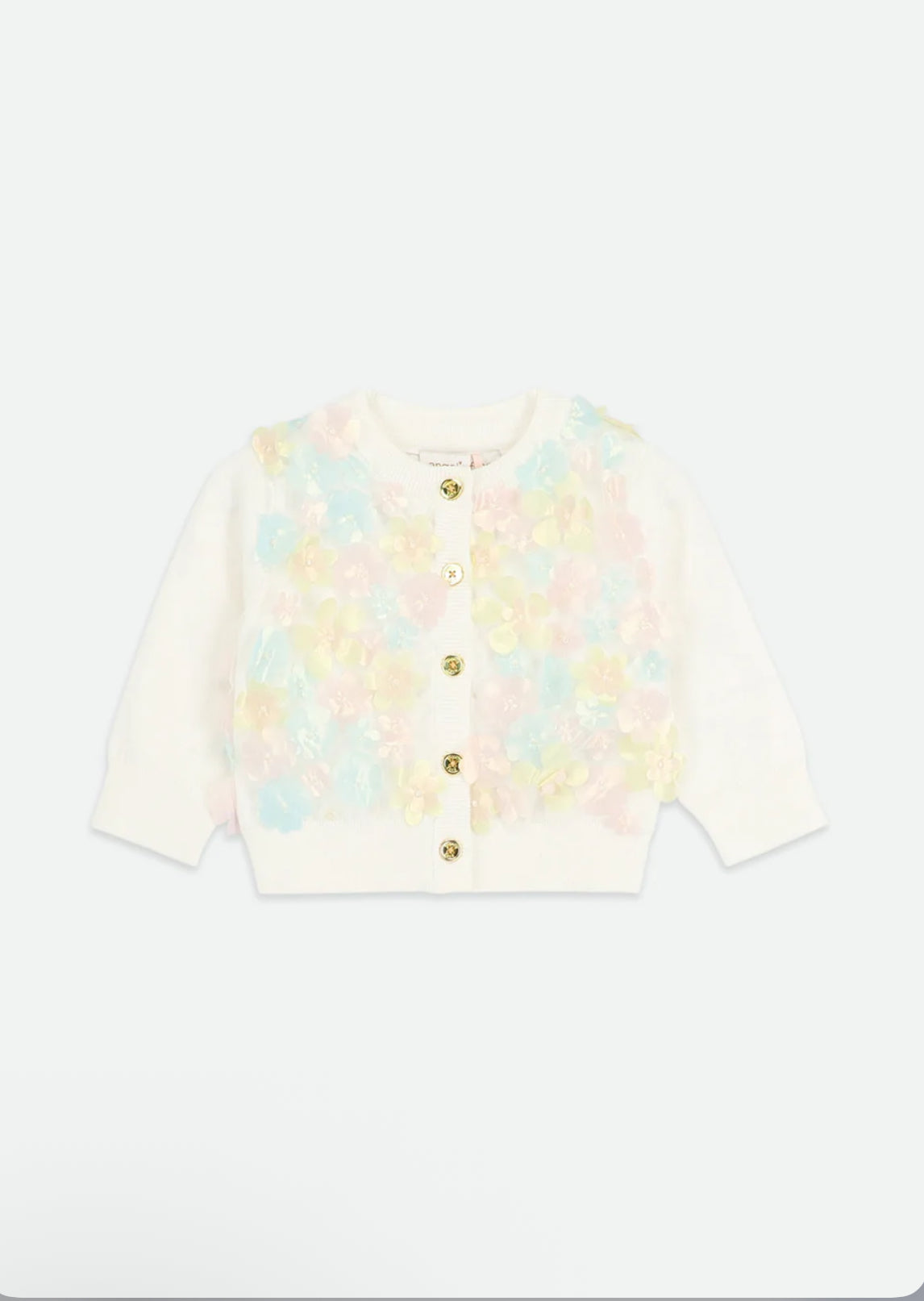 Angel’s face Chris 3D Multi Flower Knitted Baby Cardigan Snowdrop/Multi