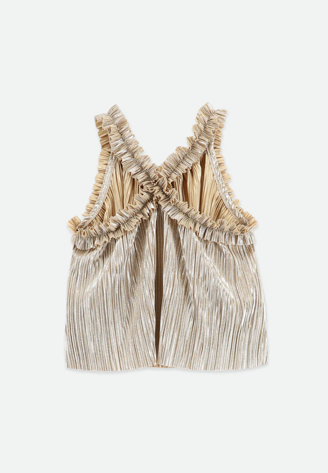 Angel’s face Fortuna Metallic Pleated Top Champagne