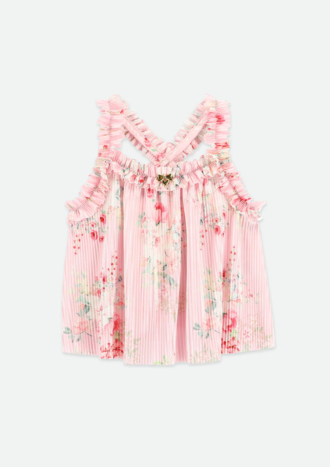 Angel’s face Fortuna Posy Print Pleated Top Pale Pink