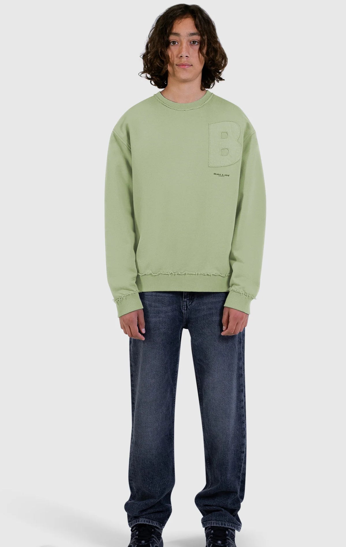 BALLIN JUNIOR RAW LOGO CREWNECK