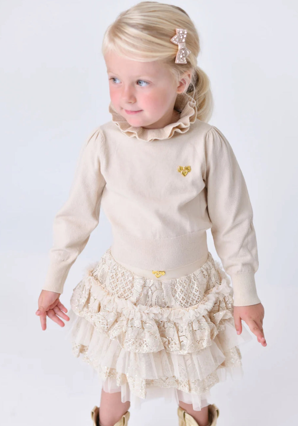 Angel’s face Raffy Ruffle Neck Knitted Jumper