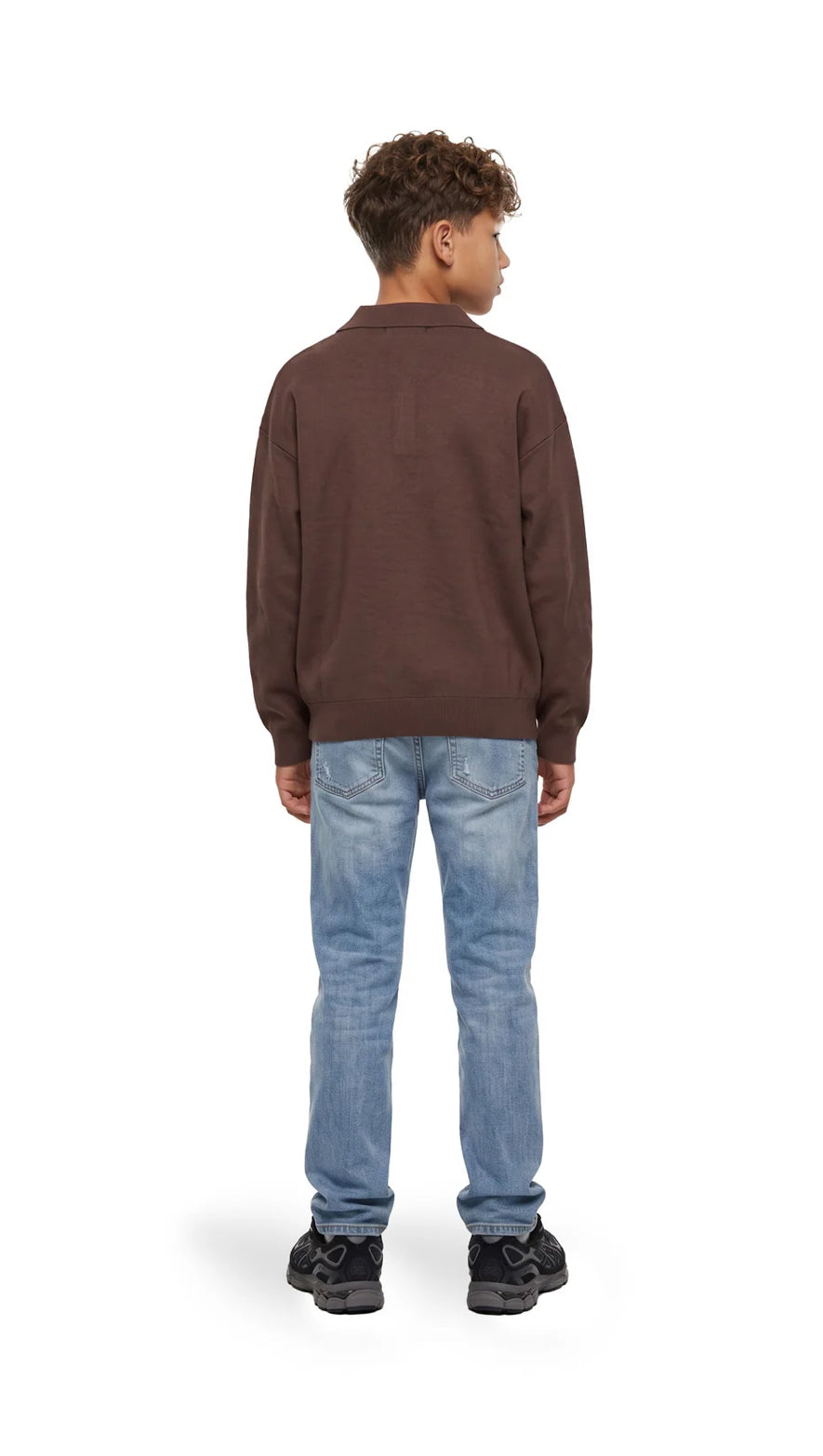 Malelions Junior Knitted Script Polo | Brown