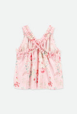 Angel’s face Fortuna Posy Print Pleated Top Pale Pink