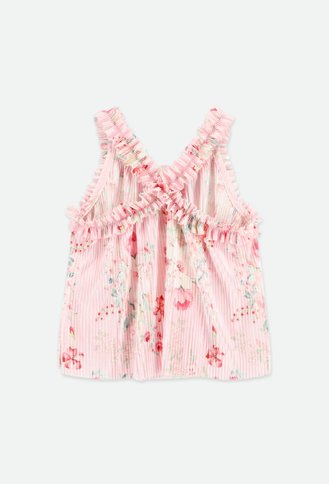 Angel’s face Fortuna Posy Print Pleated Top Pale Pink