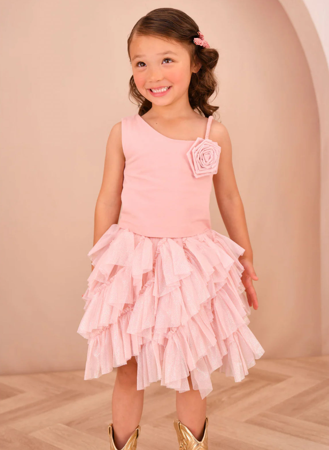 Angel’s face Cubist One Shoulder Top Sweet Blush