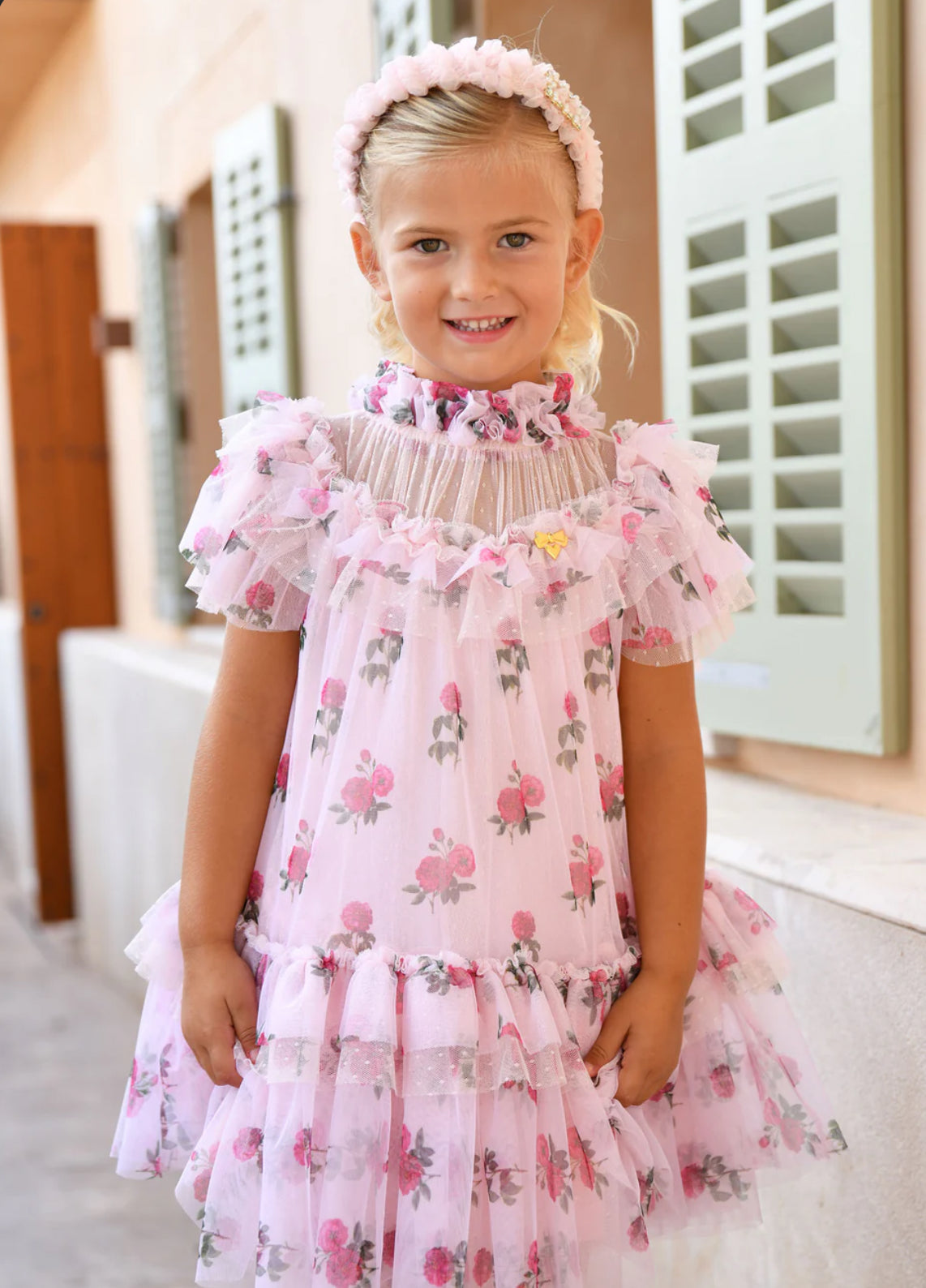 Angel’s face Georgette Flower Tulle Dress Pale Pink