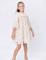 Angel’s face Kristi L/S Sequin Lace Dress Biscuit