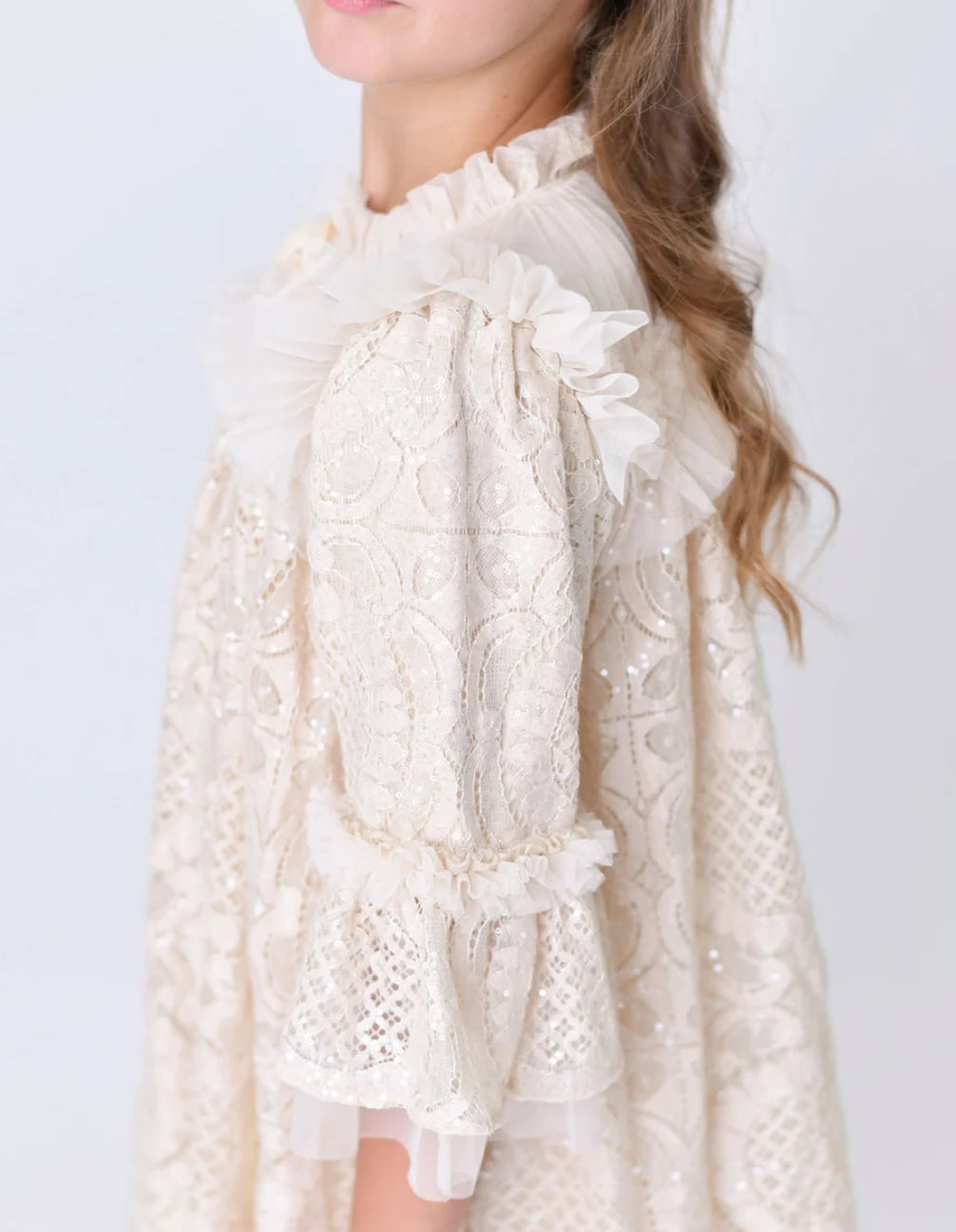 Angel’s face Kristi L/S Sequin Lace Dress Biscuit