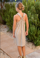 Angel’s face Fortuna Metallic Pleated Dress Champagne