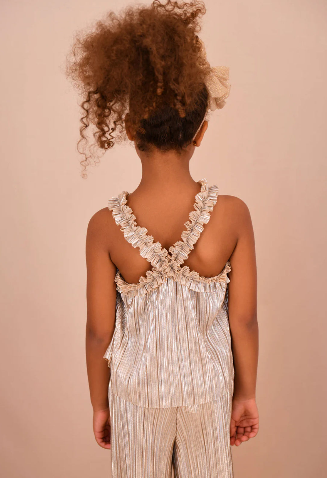 Angel’s face Fortuna Metallic Pleated Top Champagne