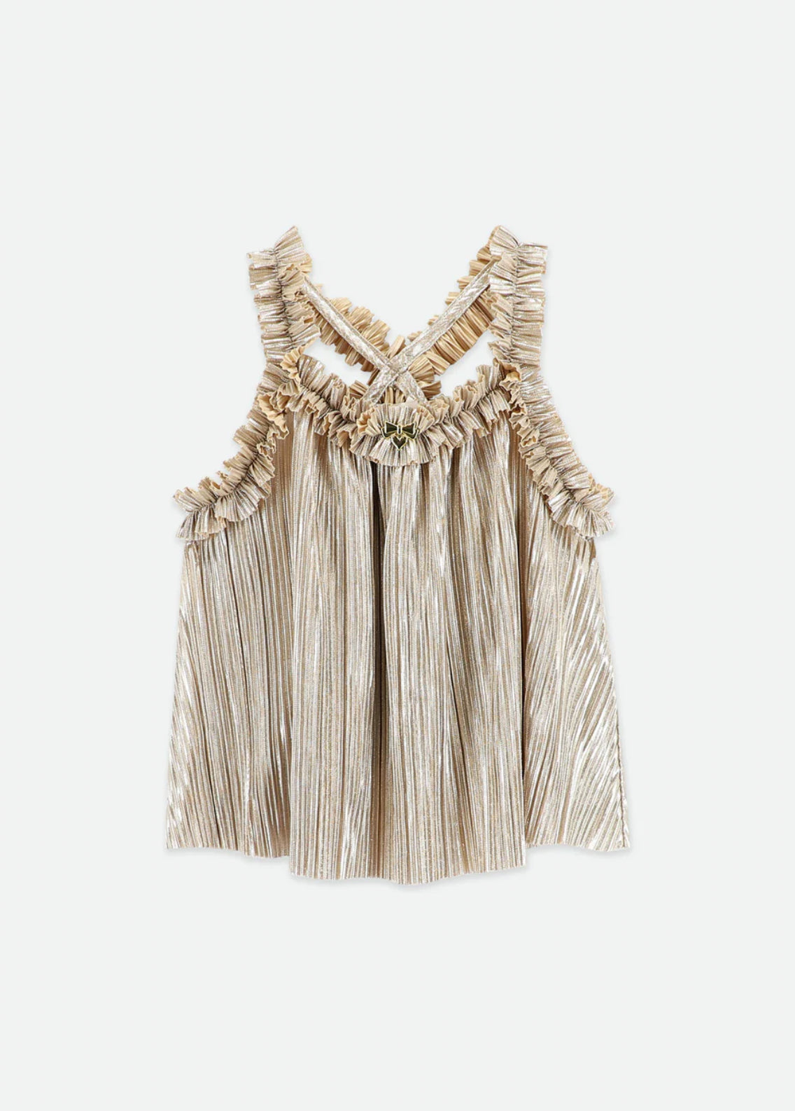 Angel’s face Fortuna Metallic Pleated Top Champagne