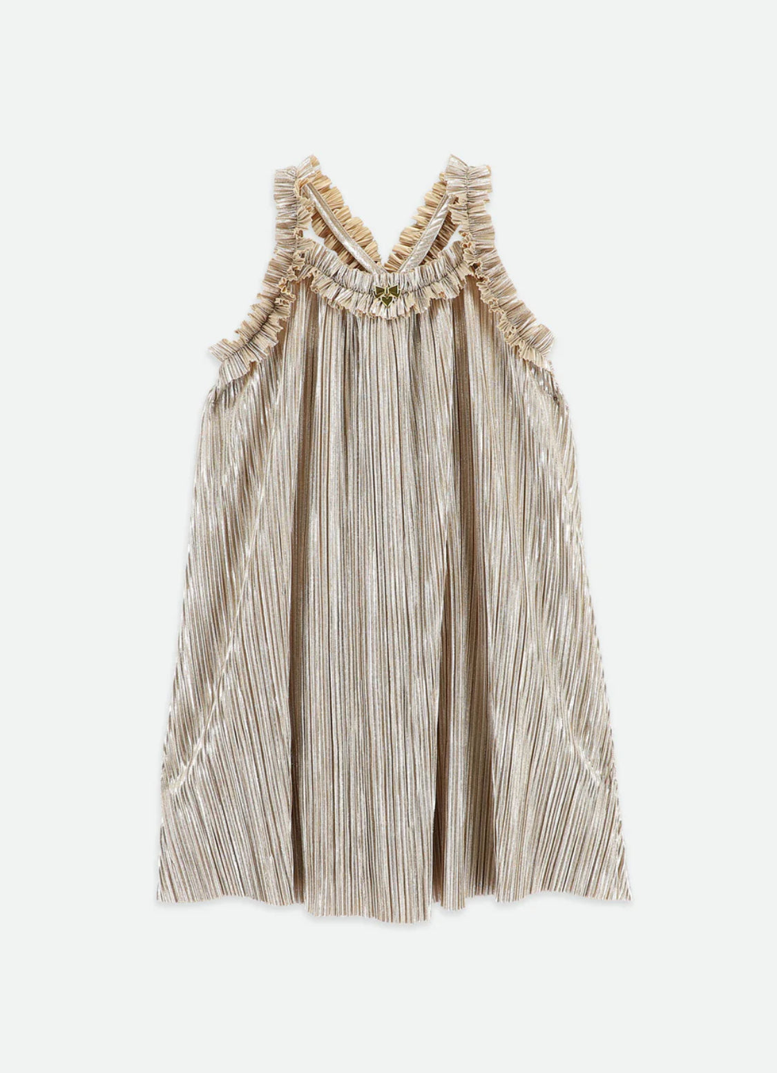 Angel’s face Fortuna Metallic Pleated Dress Champagne