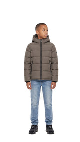 Malelions Junior Hooded Puffer Jacket | Dark Taupe