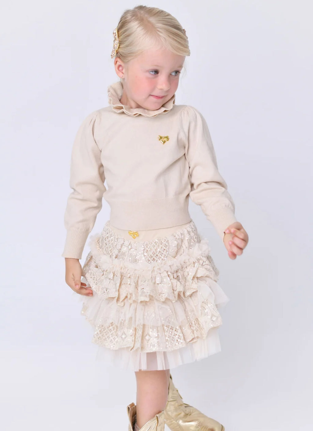 Angel’s face Raffy Ruffle Neck Knitted Jumper