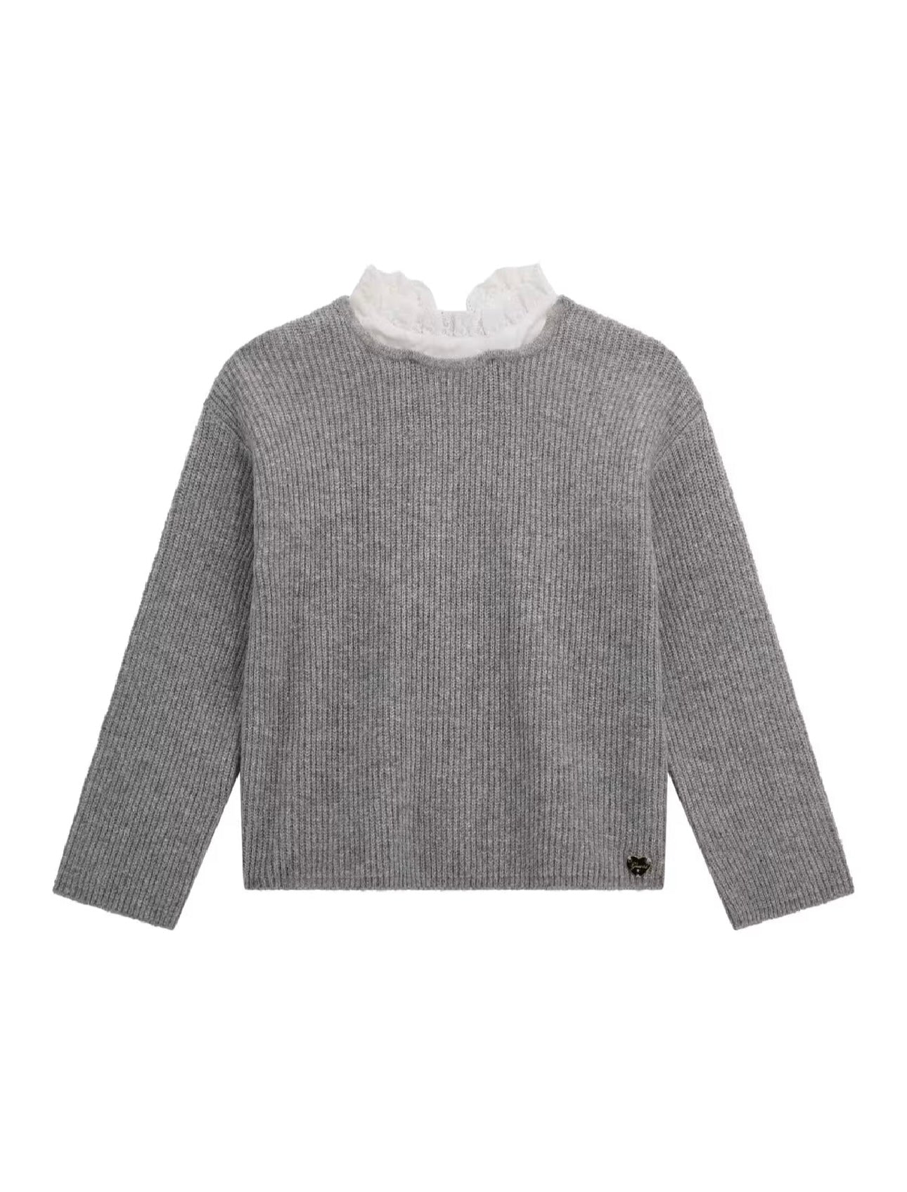 Guess LS Sweater With Lace Collar