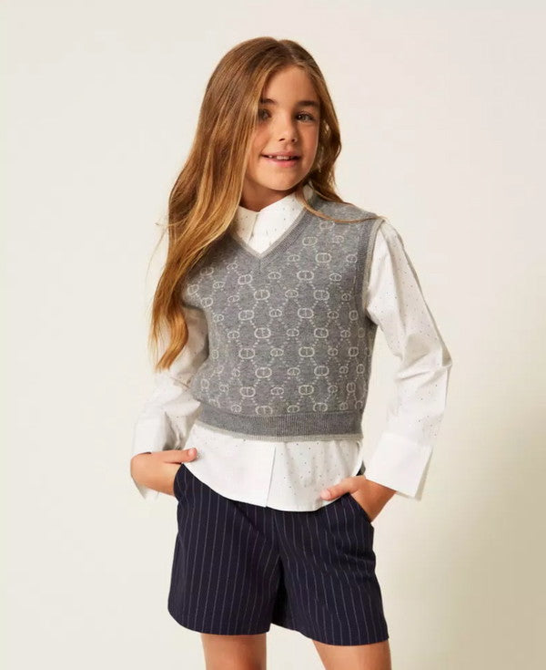 Twinset Milano girls v-hals spencer met all over logo