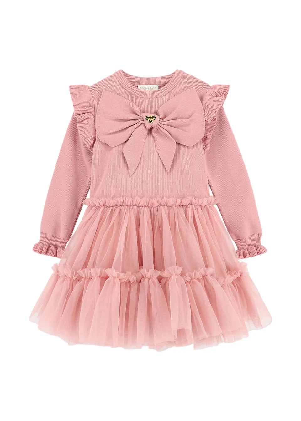 Bliss Knitted and Tulle Dress Tea Rose