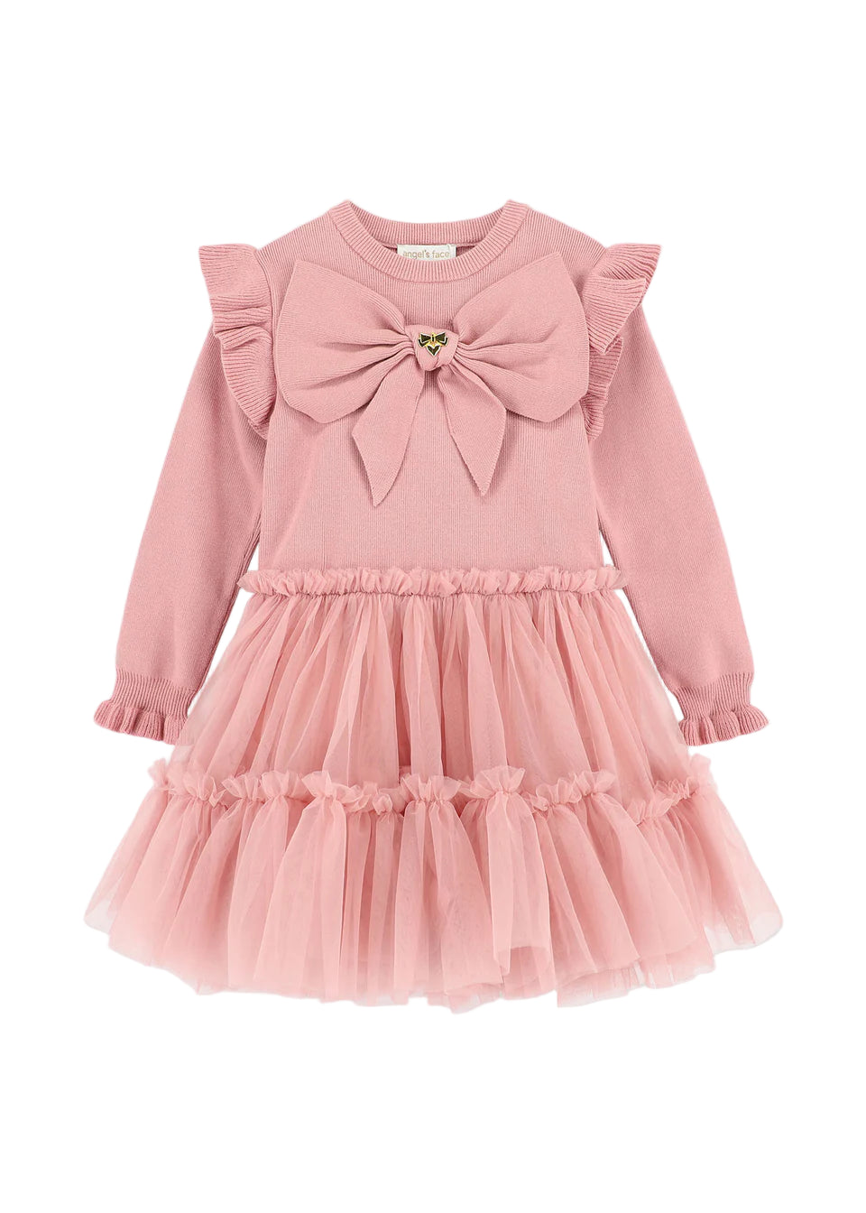 Bliss Knitted and Tulle Dress Tea Rose