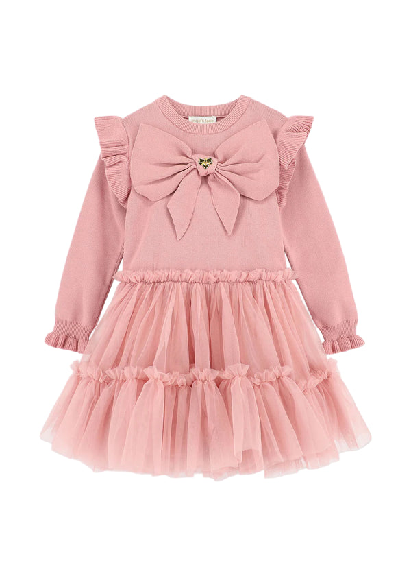 Bliss Knitted and Tulle Dress Tea Rose