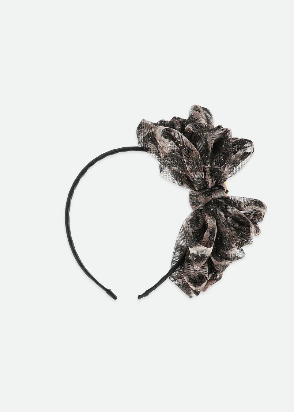 Bow Aliceband Black Leopard