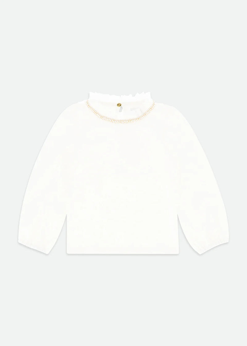 Pleated Collar Top Snowdrop