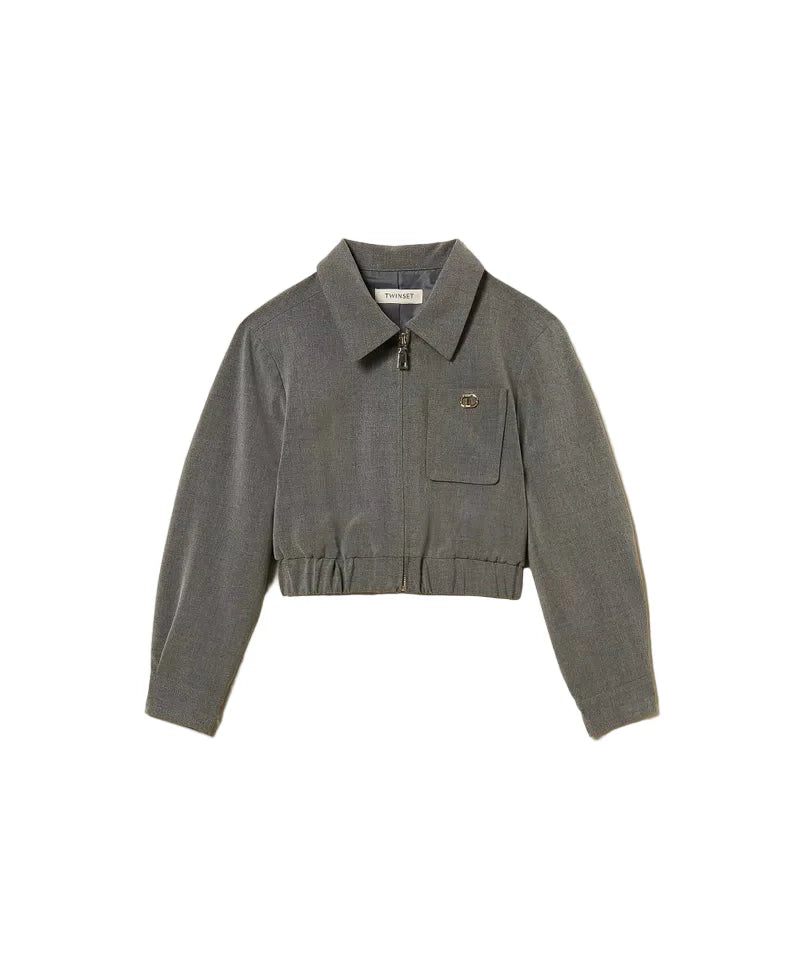 Cropped flannel jacket