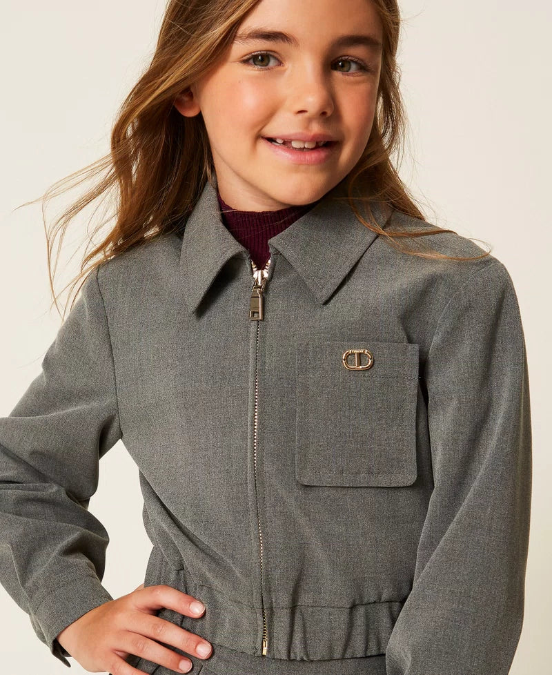 Cropped flannel jacket