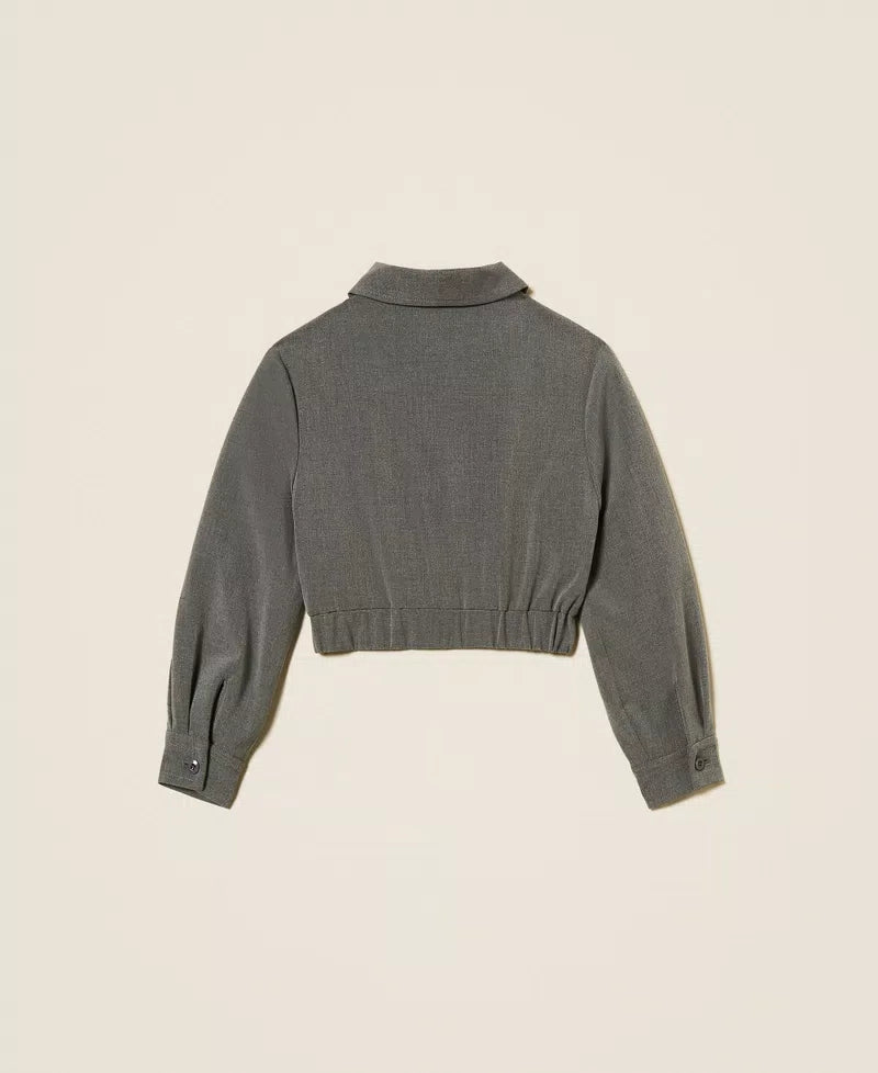 Cropped flannel jacket