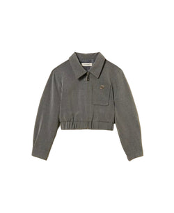 Cropped flannel jacket