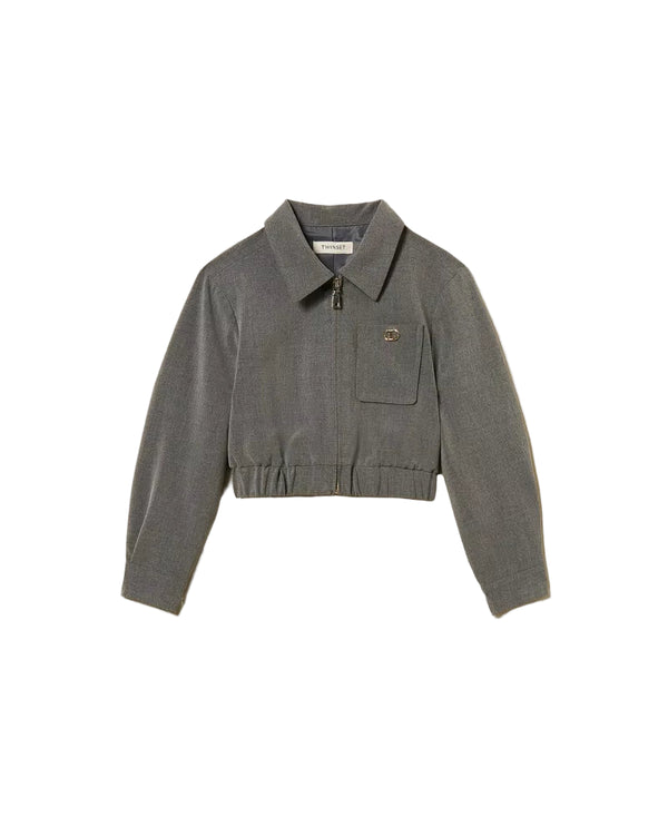 Cropped flannel jacket
